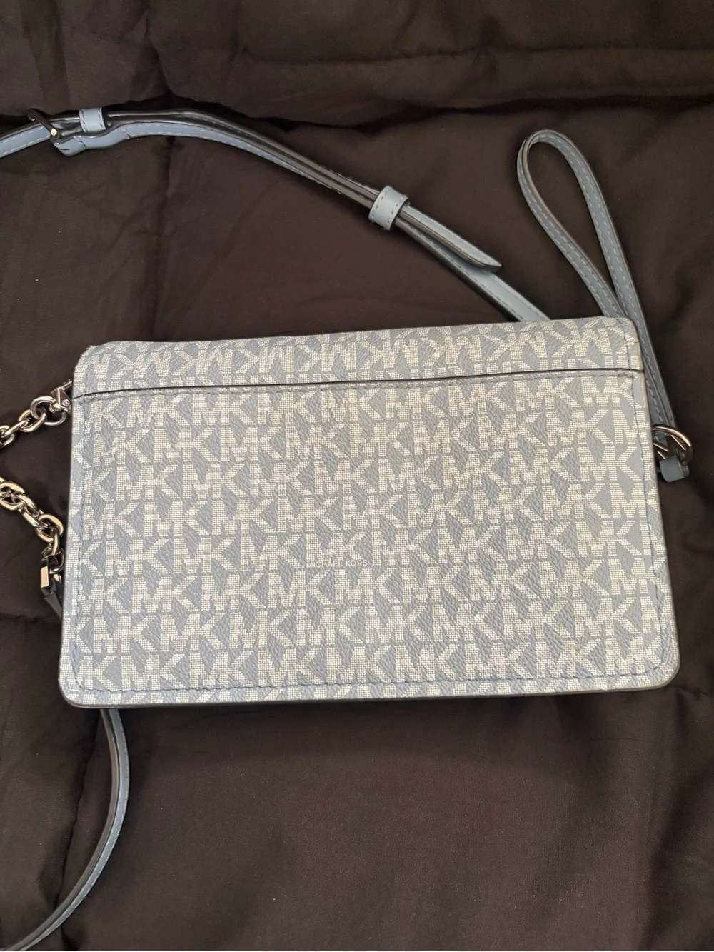 Michael Kors Blue MK Signature Crossbody Bag with Gold Hardware